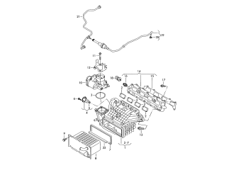Intake system, vacuum system, activated carbon filter system, charge air cooler 1.4ltr. petrol eng.+, CAXA