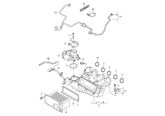 Intake system, vacuum system, activated carbon filter system, charge air cooler 1.2 ltr. petrol eng.+, CBZB, CBZA