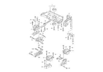 Mounting parts for engine and, transmission petr. engine