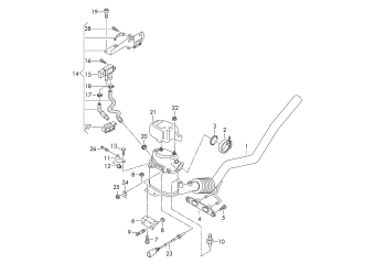 Exhaust pipe with catalyst, and particulate filter, control line for pressure, difference sensor 1.6ltr., common rail diesel eng.+, CAYB, CAYC