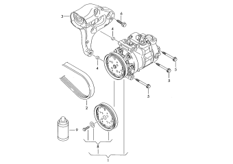 A/c compressor, connecting and mounting parts, for compressor petr. engine