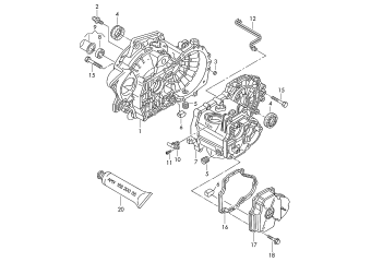 Gear housing, for 5 speed manual transmiss. KQM, LHW, LUB