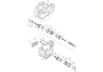 Gears and shafts, input shaft, for 5 speed manual transmiss. LEG, LVQ, NVU