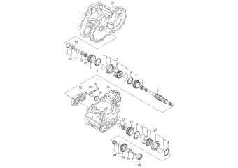 Gears and shafts, input shaft, for 6 speed manual gearbox LHY, LNY, NBW, NBX, PRG, PRJ