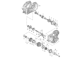 Gears and shafts, input shaft, for 6 speed manual gearbox KWB