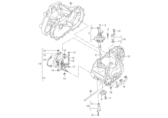 Switch unit, selector fork, for 5 speed manual transmiss. MHV