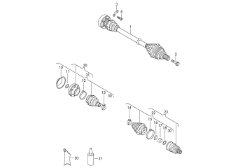 Drive shaft for 7-speed dual clutch gearbox front CAVD, CNWA, CTHD, CTKA