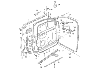 Doors, door hinge, door catch, door seal front