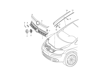 Radiator grille, water deflector