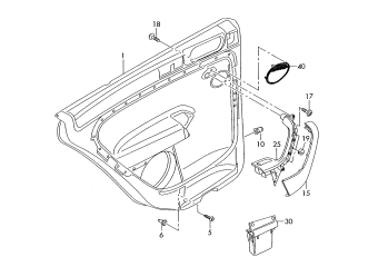 Door panel, pull handle, loudspeaker trim rear
