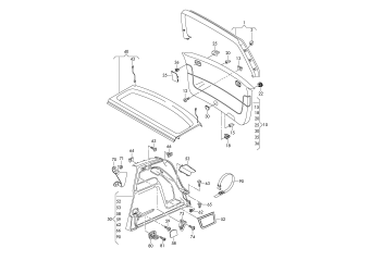 Rear lid trim panel, luggage compartment cover, luggage compartment trim