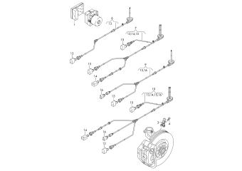 Control unit for abs, speed sensor, electronic stabilisation program -esp, wiring harness for speed sensor front