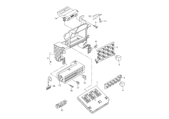Onboard supply control unit, diagnosis interface for data bus (gateway), fasteners, relay plate and relays, fuse socket