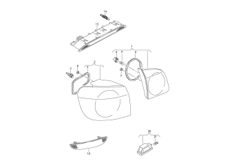 Tail light, rear light reflector, additional brake light, licence plate light