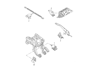 Switch - brake light, switch for glove box lid light, switch for handbrake warning light, hall sensor, clutch pedal