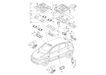 Interior and reading light, vanity light, footwell light, glove compartment lid light, entry light, luggage compartment light, rear light reflector