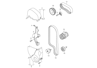 Toothed belt, toothed belt guard 1.4ltr. petrol eng.+, CGGA