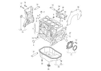 Cylinder block with pistons, crankshaft and bearings, oil sump 1.2 ltr. petrol eng.+, CBZA, CBZB