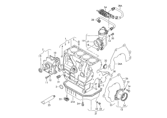 Cylinder block with pistons, crankshaft and bearings, oil sump 1.4ltr. petrol eng.+, CGGA