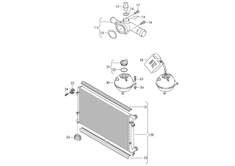 Flange, reservoir, cooler for coolant 1.6ltr. petrol eng.+, BSE, BSF, CMXA, CHGA