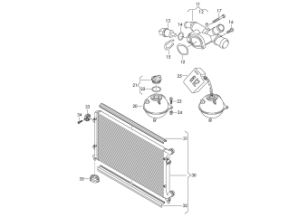 Flange, reservoir, cooler for coolant 1.6ltr. diesel eng.+, CAYB, CAYC