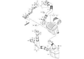 Air filter with connecting, parts 1.6 ltr. petrol eng.+, BSE, BSF, CMXA, CHGA