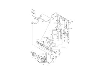High pressure pump, fuel rail, injector unit 2.0 ltr. diesel eng.+, CFHB, CFHC, CLCA