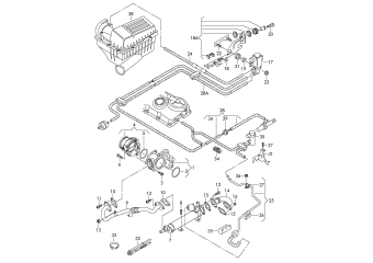 Exhaust gas recirculation, vacuum system, 2.0 ltr. 4-cylinder, diesel eng.+, CBAA, CBAB, CBBB, CBAC