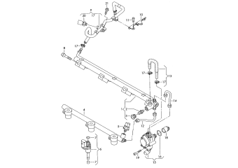 Fuel rail, fuel pump 3.6ltr. 6-cylinder+, BWS, BLV, CNNA