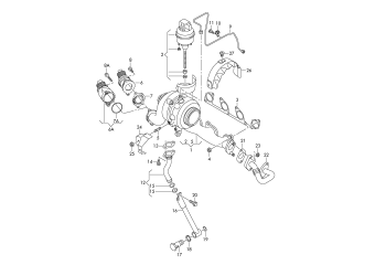 Exhaust manifold with turbocharger 2.0 ltr. diesel eng.+, CBAA, CBAB, CBBB, CBAC