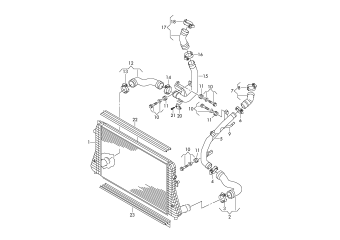 Charge air cooler, clamp, 2.0 ltr. diesel eng.+, CBAA, CBAB, CBBB, CBAC, 01.11.2008 - 08.11.2010