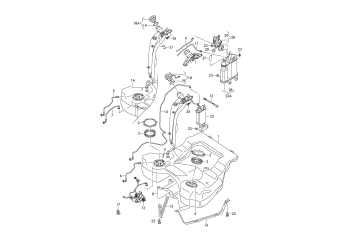 Fuel tank, activated charcoal container, diagnosis pump for fuel, system 4motion