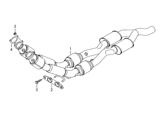 Exhaust pipe with catalyst, intermediate pipe, front silencer 3.6ltr. petr. engine
