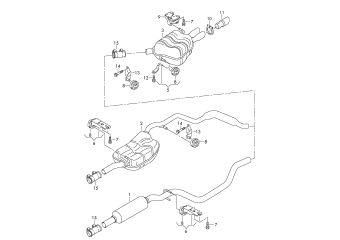Front silencer, intermediate pipe, rear silencer 2.0 ltr. diesel eng.+, PR-0GZ, 7ME, 0GG