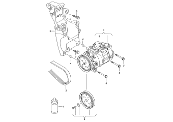 A/c compressor, connecting and mounting parts for compressor diesel eng.