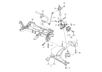Wishbone, wheel bearing housing, anti-roll bar front frt.-wh.dr.+, BZB, CAWB, CCTA, BLV, CGYA, CDAB, CDAA, CBFA, CCZA, CKMA, CCZB, CNNA