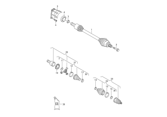 Drive shaft for 6-speed automatic gearbox front 4motion+, BLV, CNNA