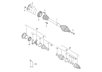 Drive shaft for 6-speed dual clutch gearbox front 4motion+, CBBB, CFGB