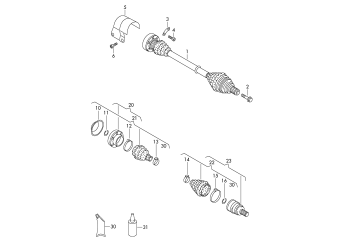 Drive shaft for 6-speed dual clutch gearbox front 4motion+, BWS