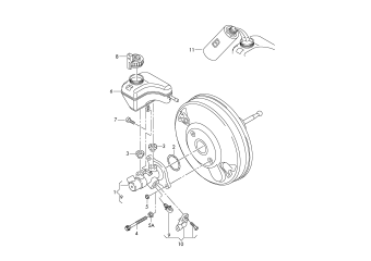 Tandem brake master cylinder, reservoir