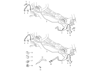 Brake pipe, brake hose rear fr.wheel drv