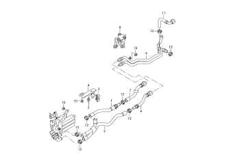 Coolant hoses and pipes for vehicles with auxiliary heater for models with supplementary heater BMP+PR-1X1, AXZ, PR-9M1, 9M9, PR-9M5