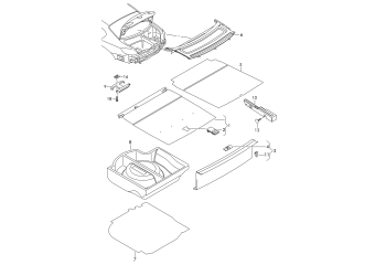 Luggage comp. floor covering, cover for lock carrier