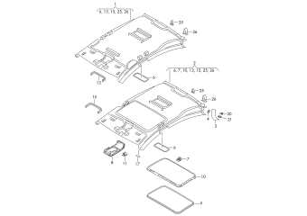 Moulded headliner, individual parts