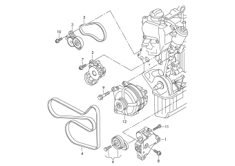 Connecting and mounting parts for alternator poly-v-belt 1.4ltr. CKMA