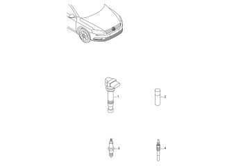Ignition coil, spark plug, glow plug BWS, BZB, CAWB, CBAB, CBAA, CCTA, BLV, CBBB, CGYA, CCZA, CDAA, CDAB, CBAC, CBFA, CKMA, CCZB, CNNA, CFFA, CFFB