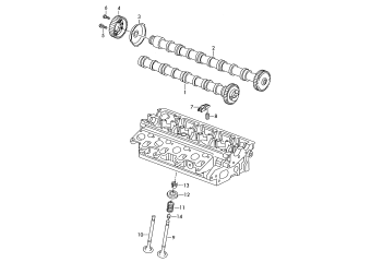 Camshaft, valves 2.0 ltr. diesel eng.+, CFFA, CFFB, CFGB, CLLA