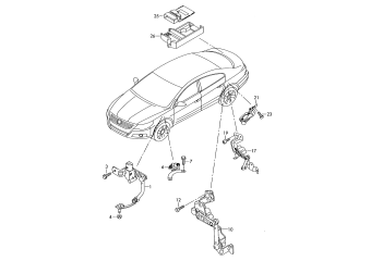 Sensor for headlight range control, accelerator sensor, level sensor for vehicles with electronically controlled damping, control unit for electronic regulated damping