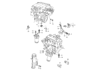 Switches and senders on engine 4-cylinder