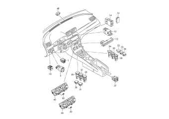 Switch for lighting, switches in dashboard, switches in central console, control unit for air-con., sun sensor, before 07.11.2010